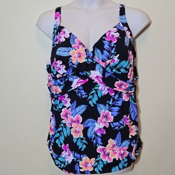 Lands End Women's Tankini Swim Top‎ Size 24W Floral Twist Front Underwire - Picture 16 of 16